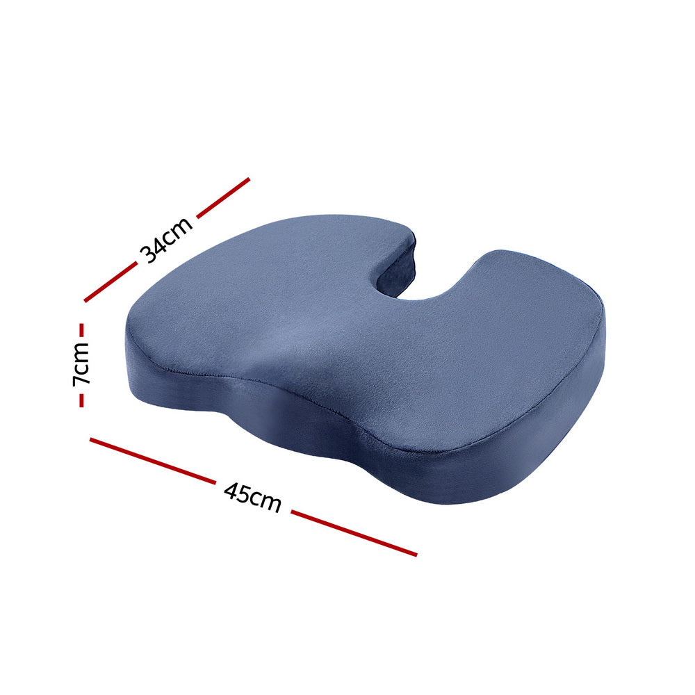 Giselle Bedding Seat Cushion Memory Foam Pillow Back Pain Relief Chair Pad Blue PILLOW-SEAT-BU