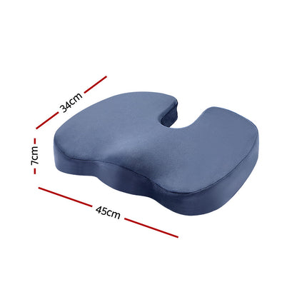 Giselle Bedding Seat Cushion Memory Foam Pillow Back Pain Relief Chair Pad Blue PILLOW-SEAT-BU