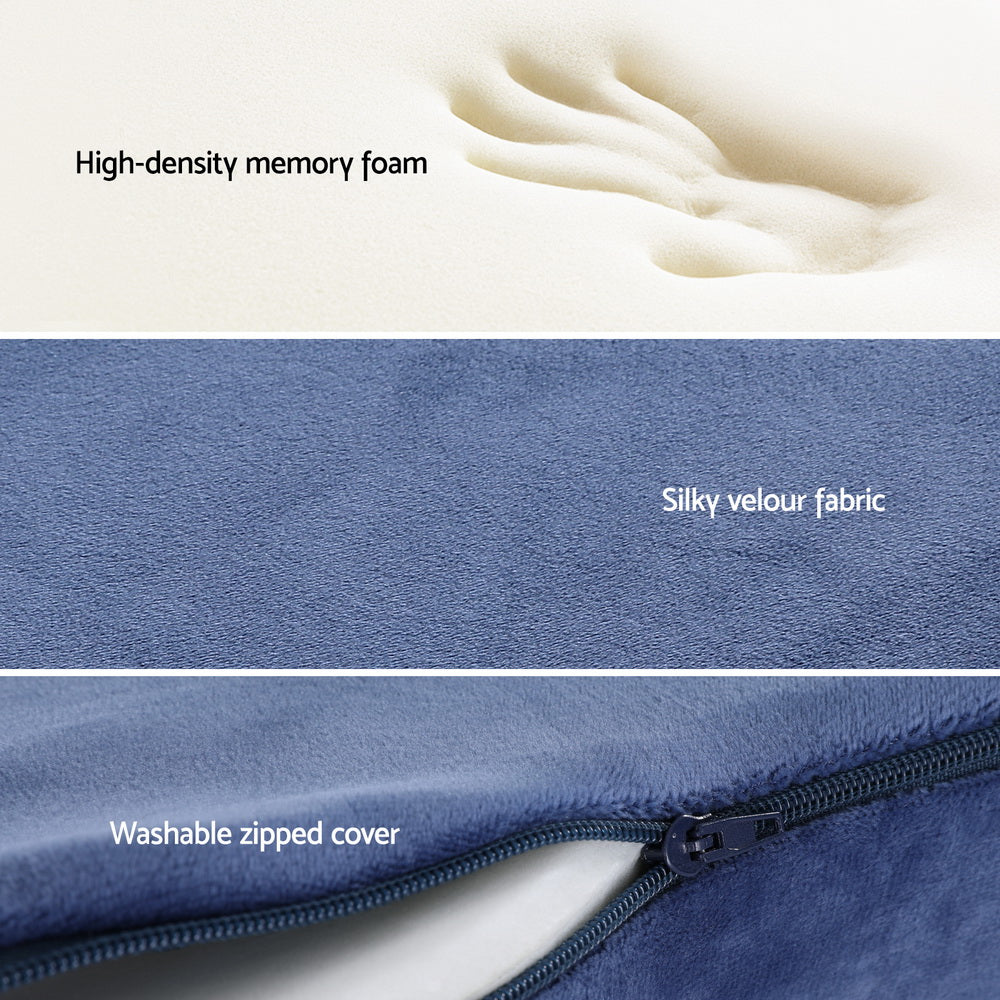 Giselle Bedding Seat Cushion Memory Foam Pillow Back Pain Relief Chair Pad Blue PILLOW-SEAT-BU