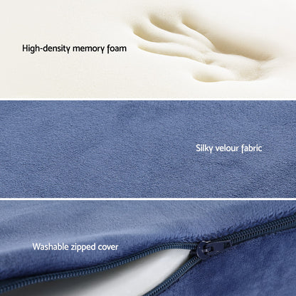 Giselle Bedding Seat Cushion Memory Foam Pillow Back Pain Relief Chair Pad Blue PILLOW-SEAT-BU