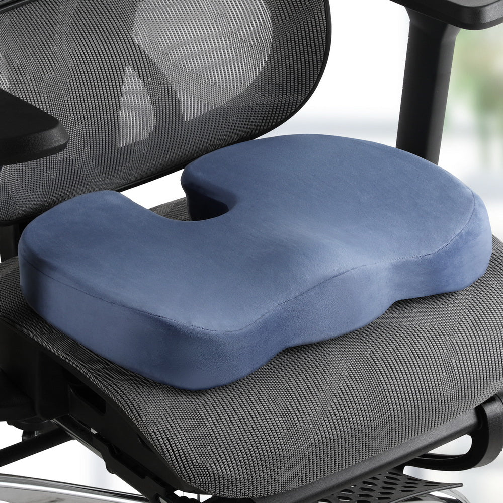 Giselle Bedding Seat Cushion Memory Foam Pillow Back Pain Relief Chair Pad Blue PILLOW-SEAT-BU