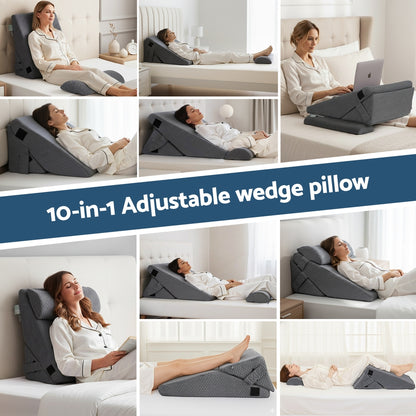 Giselle Bedding Adjustable Wedge Pillow Grey PILLOW-WEDGE-AD-GY