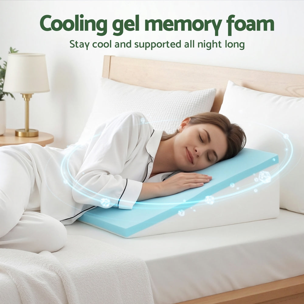 Giselle Bedding Wedge Pillow Gel Memory Foam Ergonomic Support Bamboo Cover PILLOW-WEDGE-BAM-10