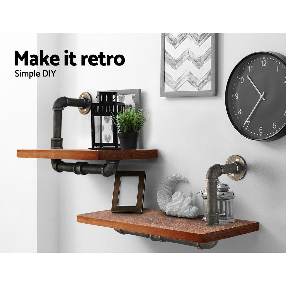 Artiss Floating DIY Pipe Shelf Set of 2 - IVOR PIPE-45-1LVL-HALFX2