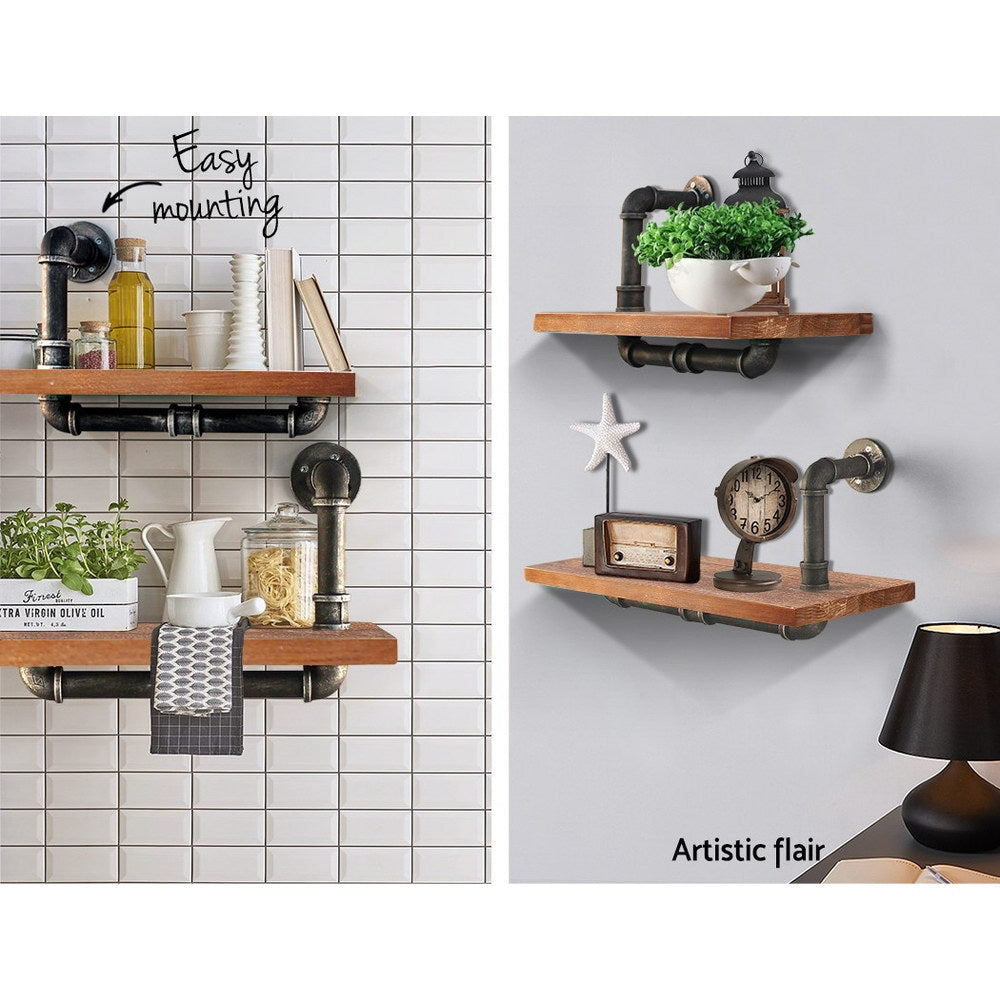 Artiss Floating DIY Pipe Shelf Set of 2 - IVOR PIPE-45-1LVL-HALFX2