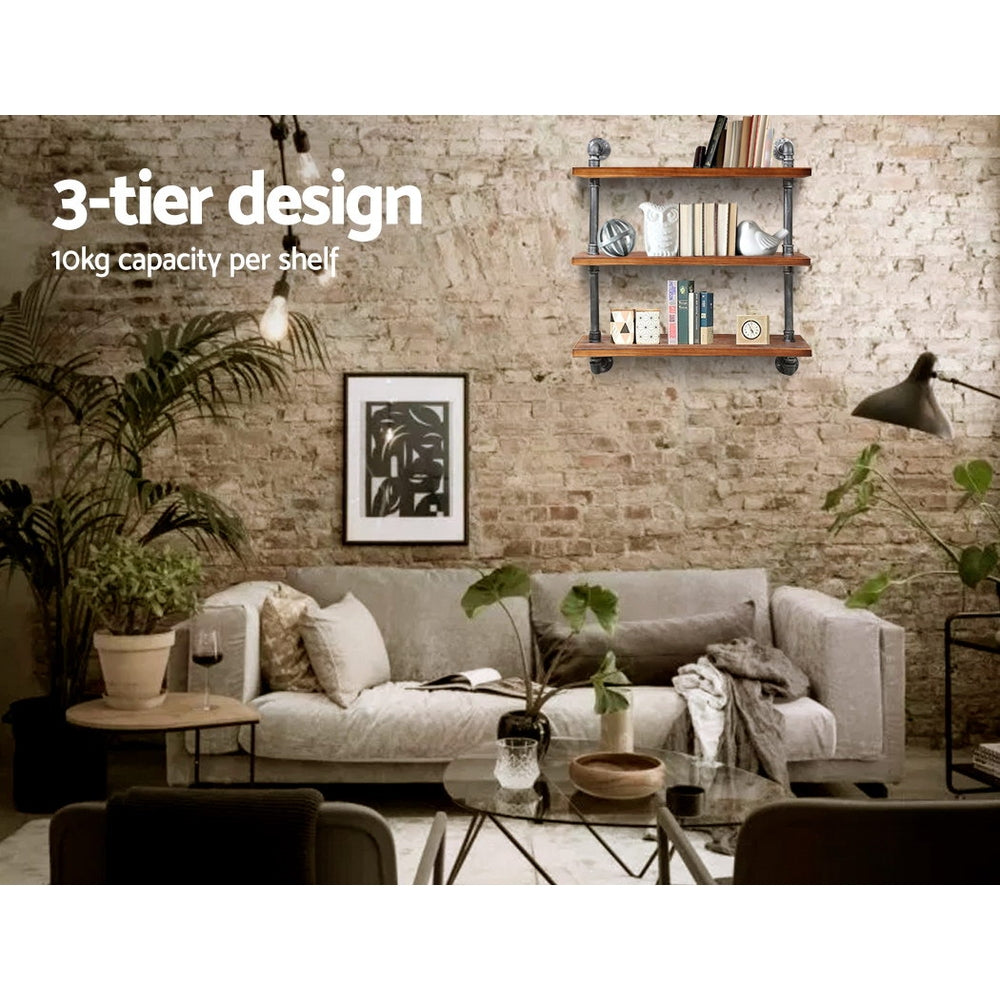 Artiss Floating DIY Pipe Shelf 3 Tiers - IRMA PIPE-61-3LVL-WALL