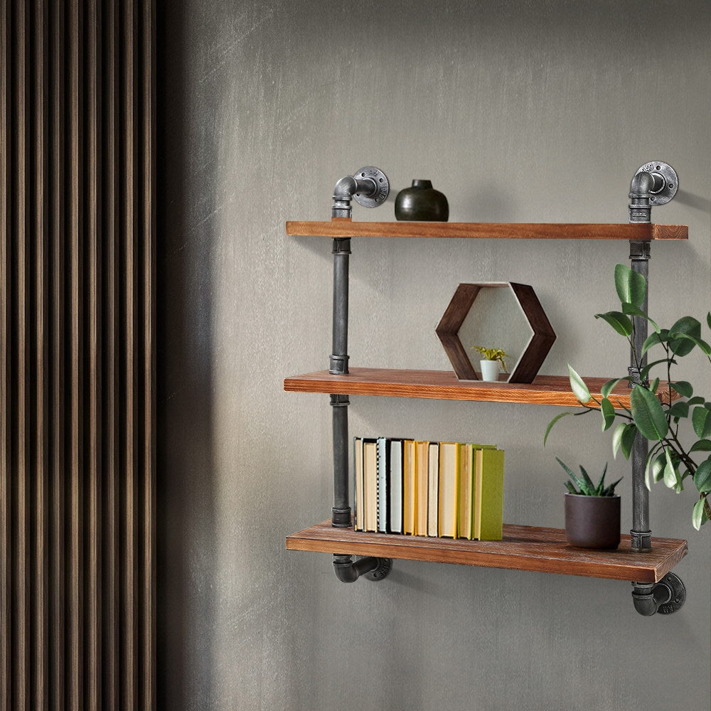 Artiss Floating DIY Pipe Shelf 3 Tiers - IRMA PIPE-61-3LVL-WALL