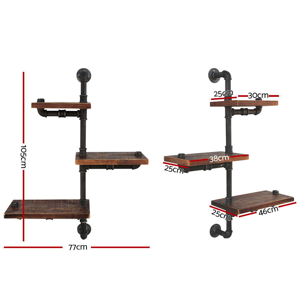 Artiss Floating DIY Pipe Shelf 3 Tiers - IVAN PIPE-84-3LVL-ADJUST
