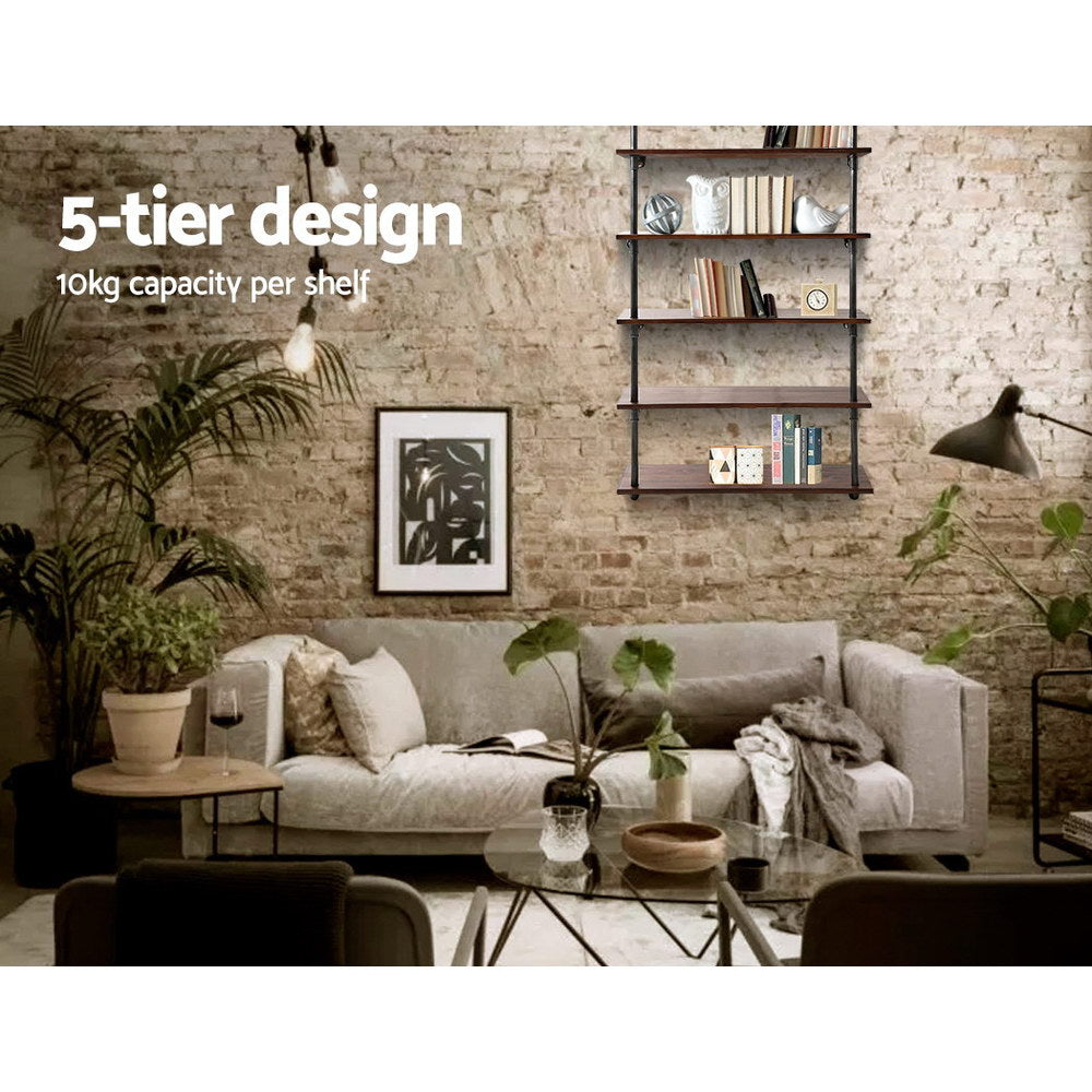 Artiss Floating DIY Pipe Shelf 5 Tiers - ISSA PIPE-92-5LVL-WALL