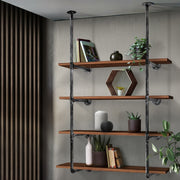 Artiss Floating DIY Pipe Shelf Metal Brackets Set of 2 PIPE-DIY-4LVL-HGX2