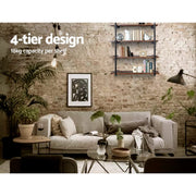 Artiss Bookshelf DIY Pipe Shelf 4 Tiers - INGE PIPE-DIY-4LVL-HGX2-90