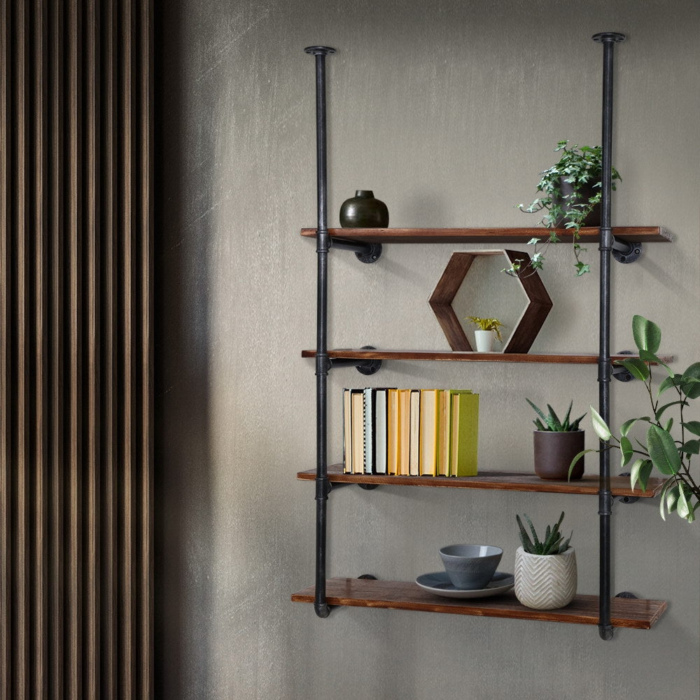 Artiss Bookshelf DIY Pipe Shelf 4 Tiers - INGE PIPE-DIY-4LVL-HGX2-90