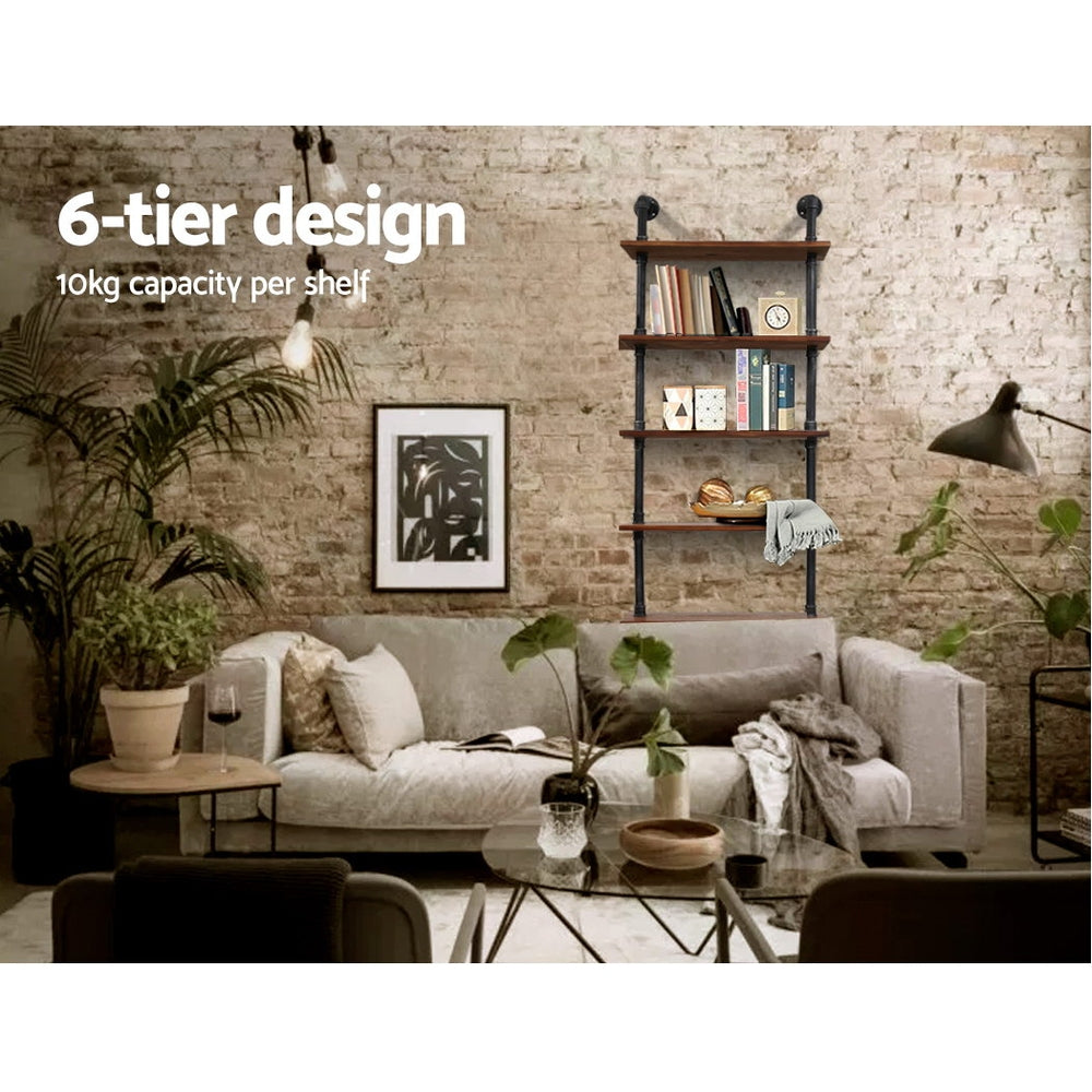 Artiss Floating DIY Pipe Shelf 6 Tiers - IDA PIPE-DIY-SHELF-60