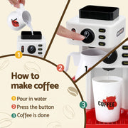 Keezi Kids Pretend Role Play Toy Coffee Shop with Coffee Maker Machine Play Money Food Tea Party Set PLAY-B-COFFEE-41PCS