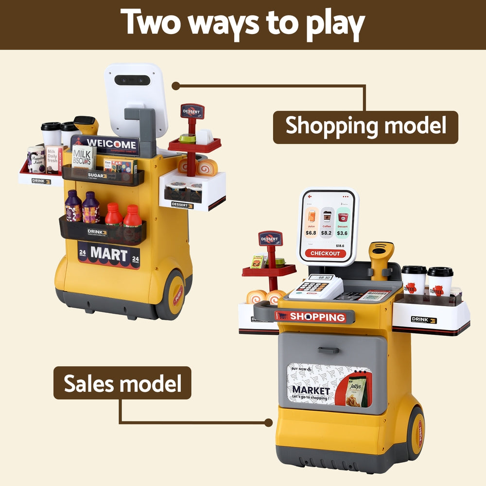Keezi Kids Pretend Playset Supermarket Shopping Role Play Toy Cash Food 48PCS PLAY-B-MARKET-48PCS-YL