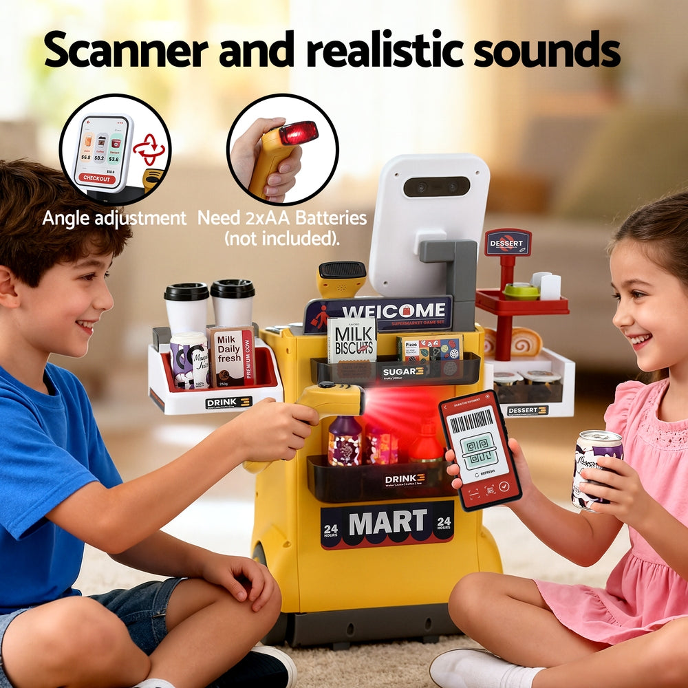 Keezi Kids Pretend Playset Supermarket Shopping Role Play Toy Cash Food 48PCS PLAY-B-MARKET-48PCS-YL