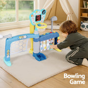Keezi Kids Basketball Hoop Stand Bowling Baseball Golf Game Sports Toys Set Blue PLAY-BAS-HOOP-5IN1-MC