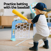 Keezi Kids Basketball Hoop Stand Bowling Baseball Golf Game Sports Toys Set Blue PLAY-BAS-HOOP-5IN1-MC