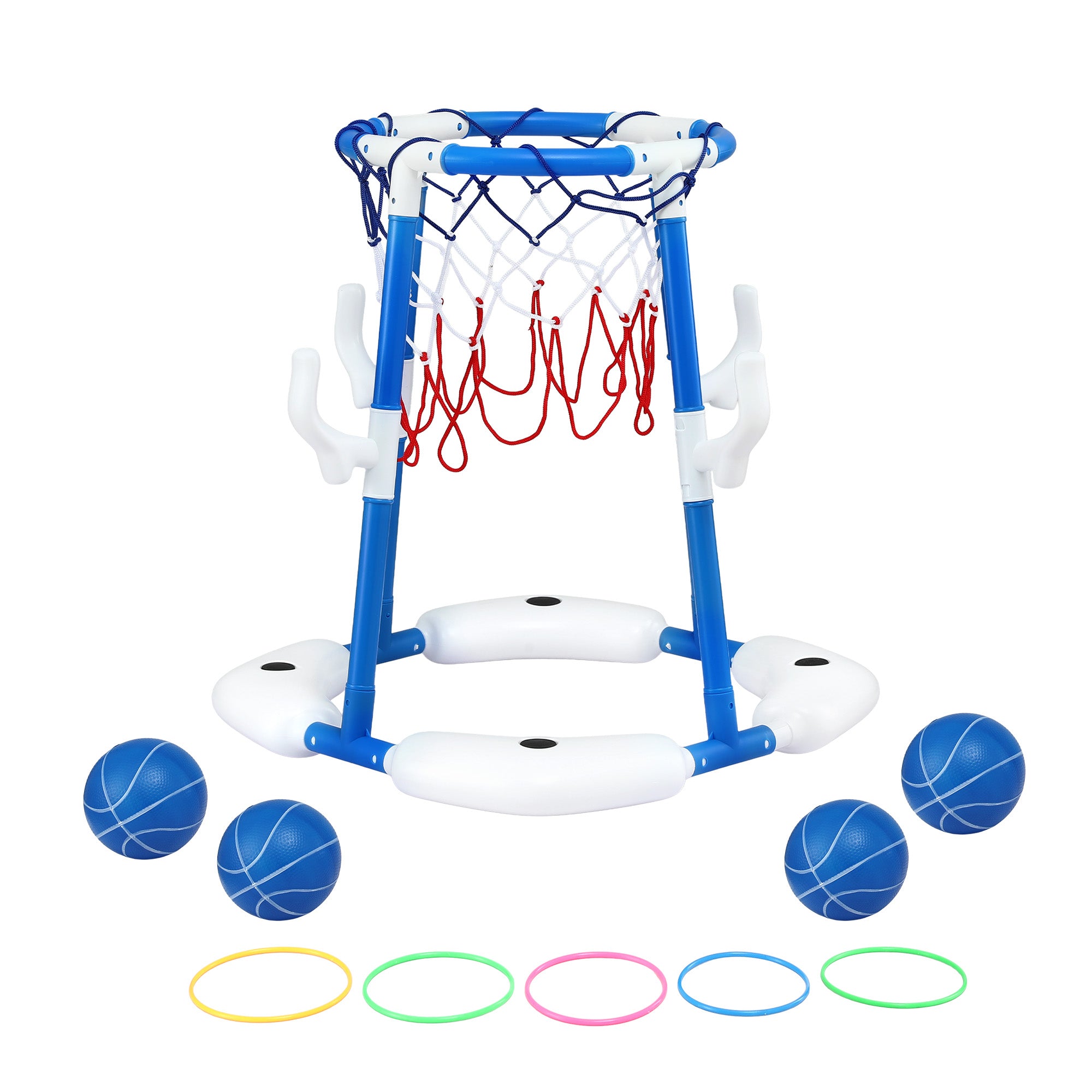 Keezi Kids Basketball Hoop with 4 balls Ring Toss Sports Pool Toys Blue PLAY-BAS-HOOP-WTR-BU