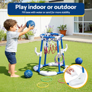 Keezi Kids Basketball Hoop with 4 balls Ring Toss Sports Pool Toys Blue PLAY-BAS-HOOP-WTR-BU