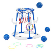 Keezi Kids Basketball Hoop with 4 balls Ring Toss Sports Pool Toys Blue PLAY-BAS-HOOP-WTR-BU