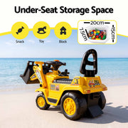 Keezi Kids Ride On Toy Car Bulldozer and Digger with Helmet Outdoor Sandpit Toys Yellow PLAY-CAR-BULXDIG