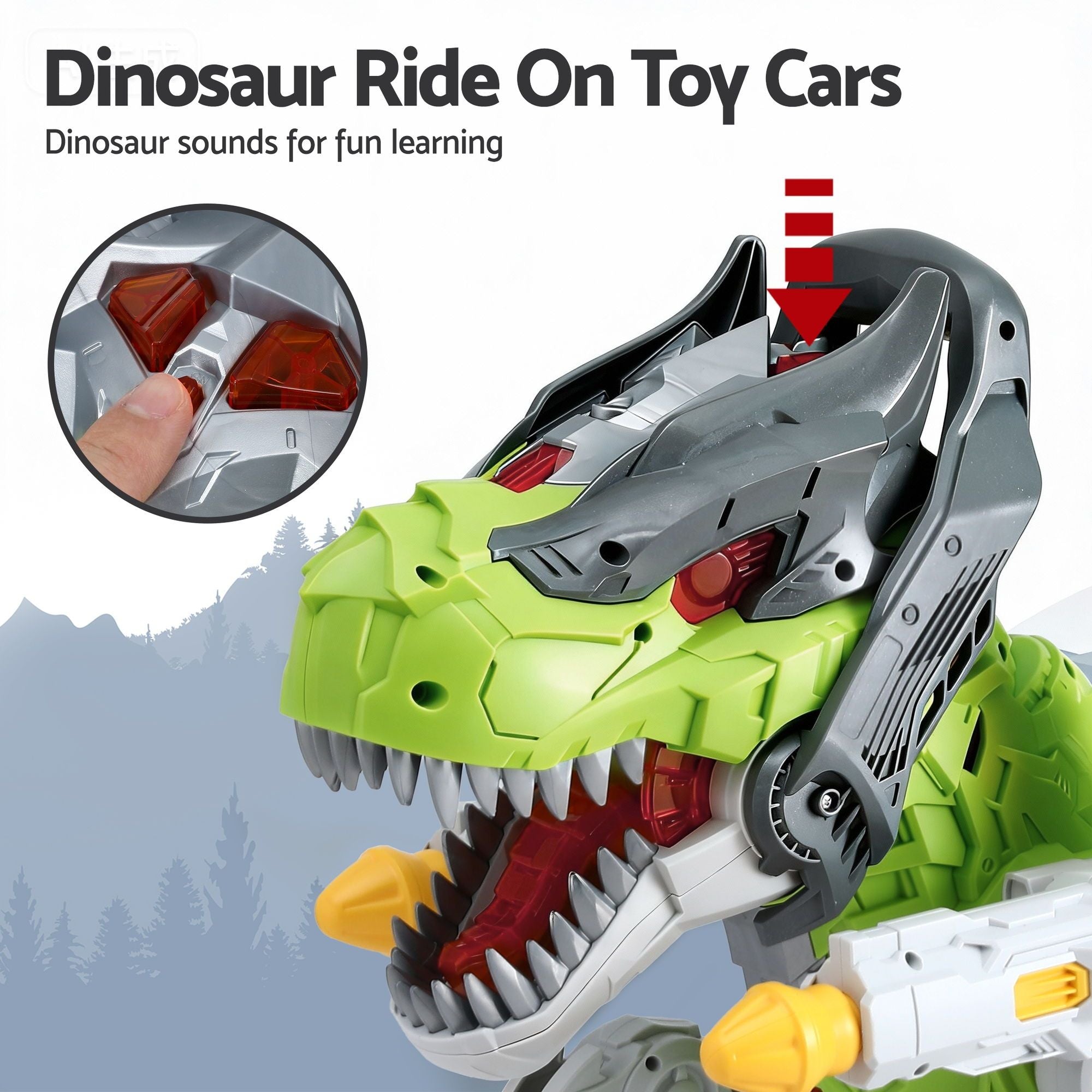 Keezi Kids Dinosaur Ride On Push Car Toy with Spray Function Indoor Outdoor Toys PLAY-CAR-DSR-GN