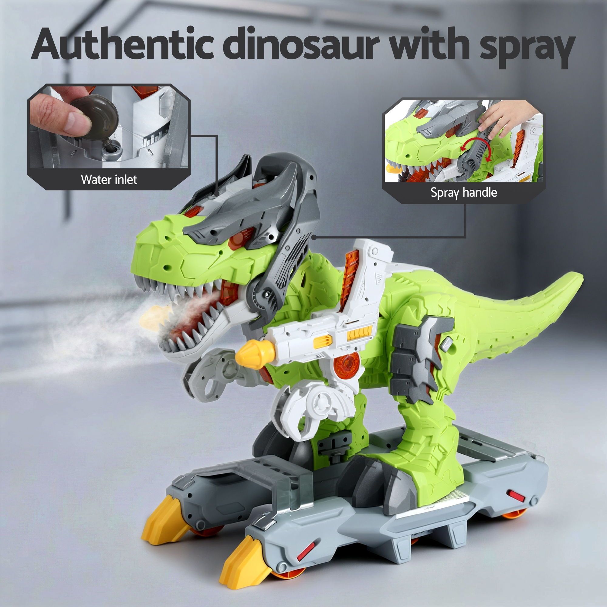 Keezi Kids Dinosaur Ride On Push Car Toy with Spray Function Indoor Outdoor Toys PLAY-CAR-DSR-GN