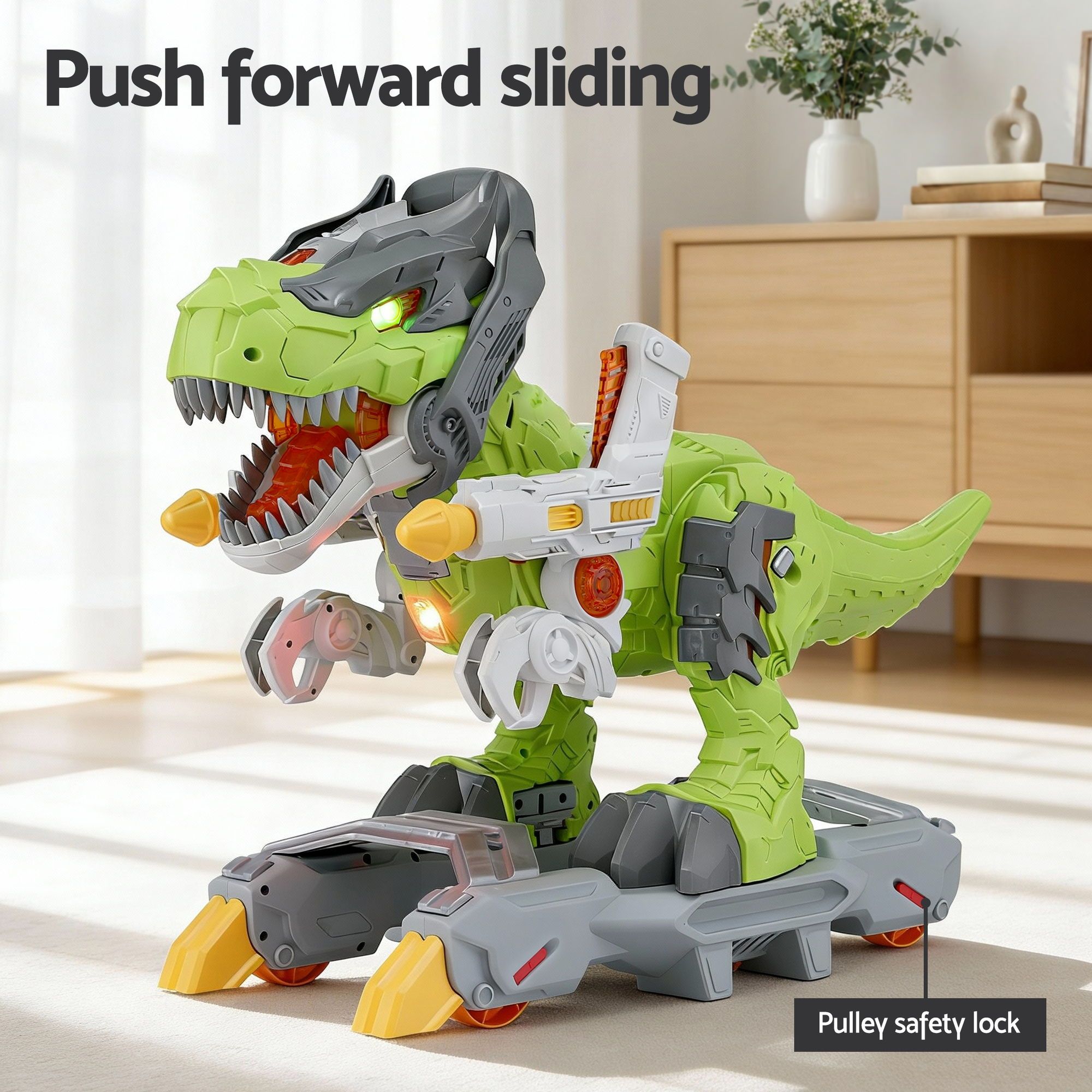 Keezi Kids Dinosaur Ride On Push Car Toy with Spray Function Indoor Outdoor Toys PLAY-CAR-DSR-GN