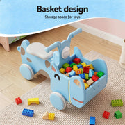 KEEZI Kids Ride On Push Car Toys with Storage Space Animal Stickers Blue 67CMX43CM PLAY-CAR-RHO-BU