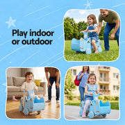 KEEZI Kids Ride On Push Car Toys with Storage Space Animal Stickers Blue 67CMX43CM PLAY-CAR-RHO-BU