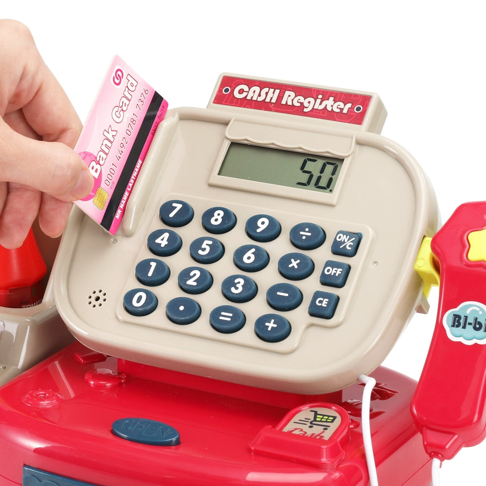 Keezi Kids Cash Register Calculator Pretend Play Shops Money Checkout Toys Set PLAY-CASH-CFL