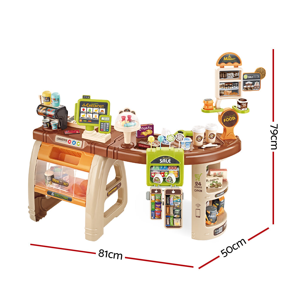 Keezi Kids Pretend Role Play Grocery Supermarket 52 Piece Playset Cash Register PLAY-CHECKSTAND-52PCS