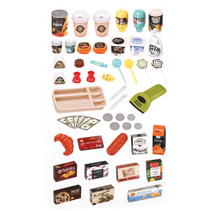 Keezi Kids Pretend Role Play Grocery Supermarket 52 Piece Playset Cash Register PLAY-CHECKSTAND-52PCS