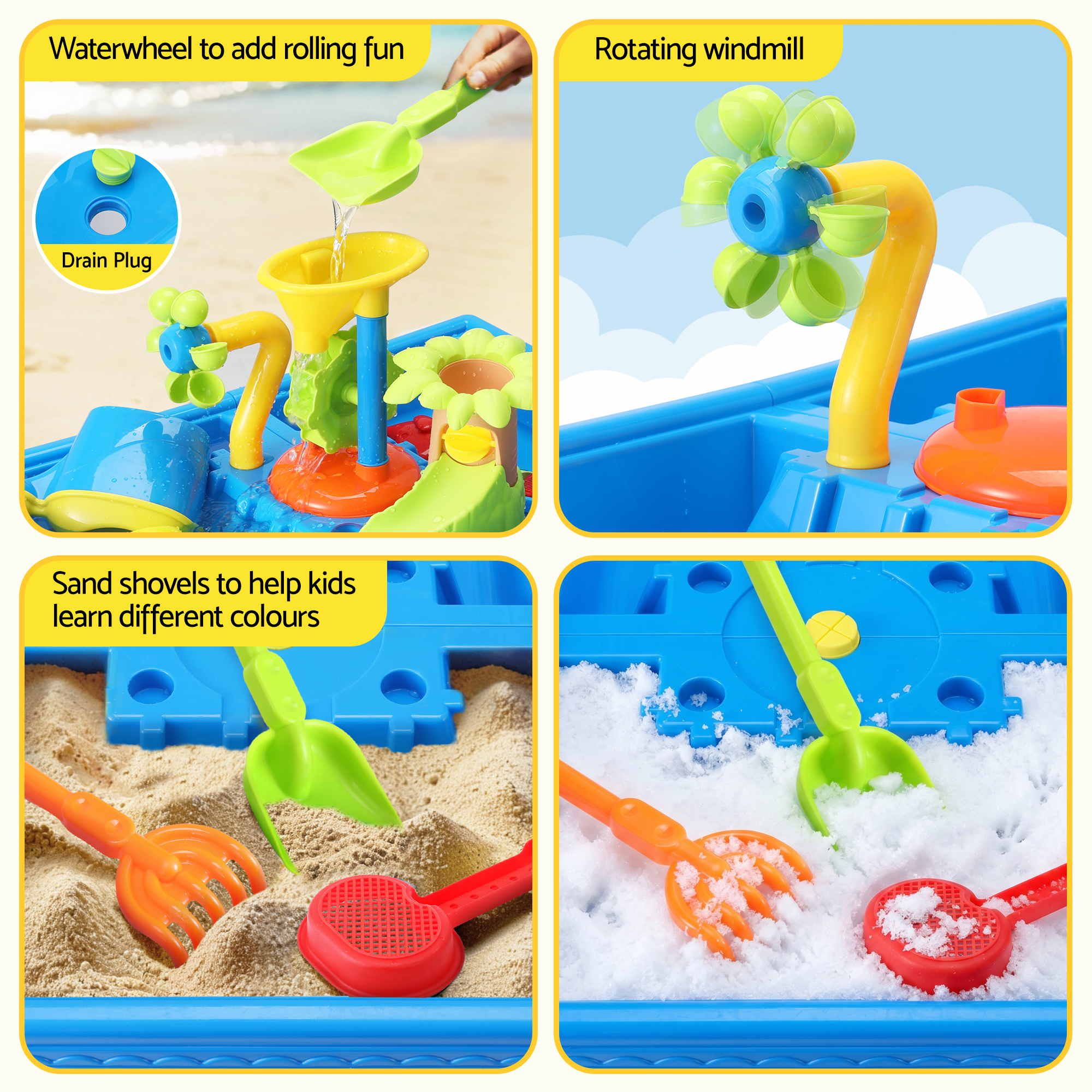 Keezi Ride On Digger with Sand and Water Table Sandpit Toys Set PLAY-DIGGER-WIND