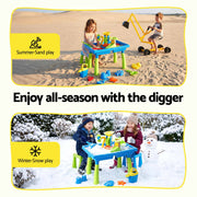 Keezi Ride On Digger with Sand and Water Table Sandpit Toys Set PLAY-DIGGER-WIND