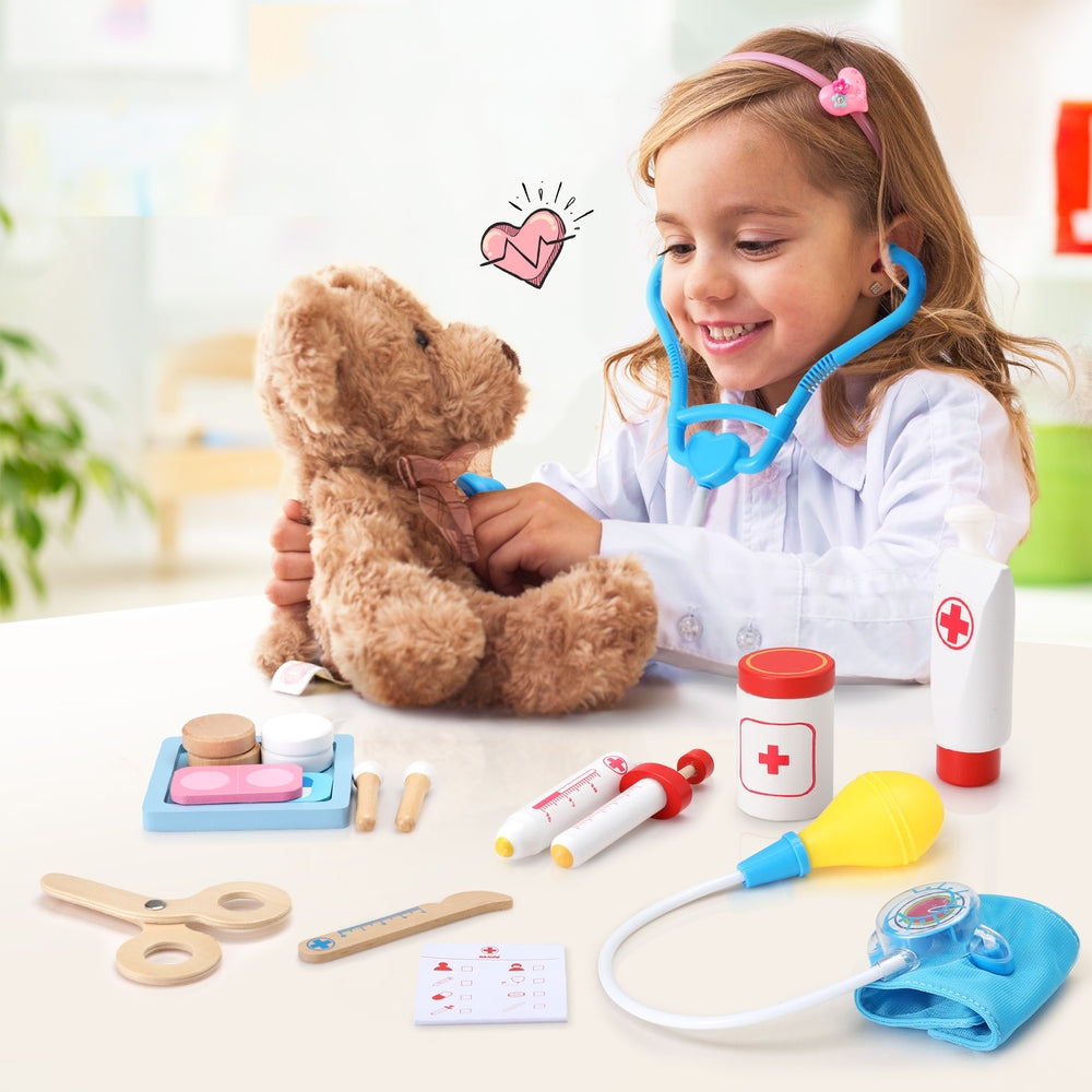 Keezi Kids Doctor Nurse Medical Case Pretend Play Set Stethoscope Medicine Toys PLAY-DOCTOR-WH