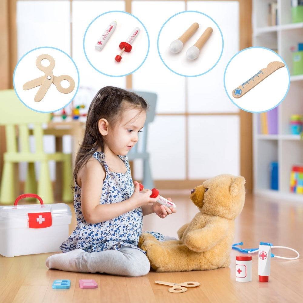 Keezi Kids Doctor Nurse Medical Case Pretend Play Set Stethoscope Medicine Toys PLAY-DOCTOR-WH