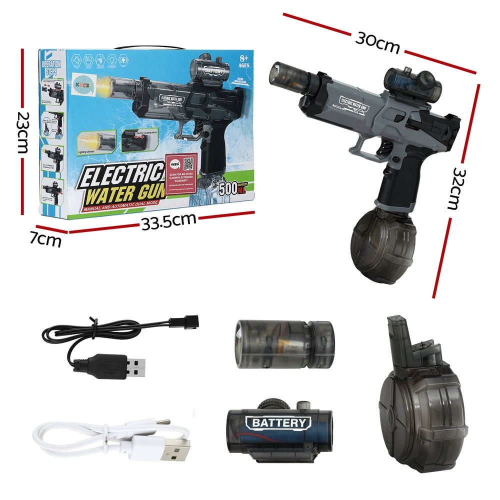 Keezi Kids Adult Electric Water Gun 500ml Water Tank Light Squirt Guns Toys PLAY-EWGUN-BK