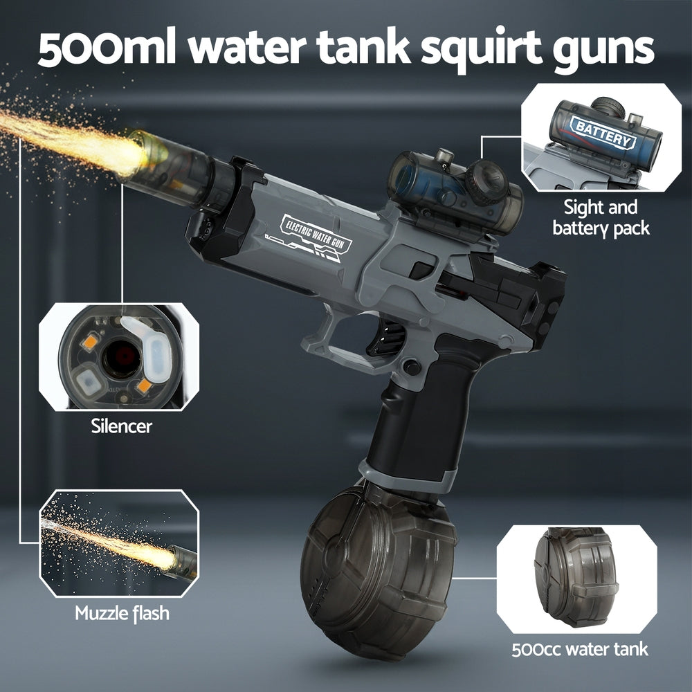 Keezi Kids Adult Electric Water Gun 500ml Water Tank Light Squirt Guns Toys PLAY-EWGUN-BK