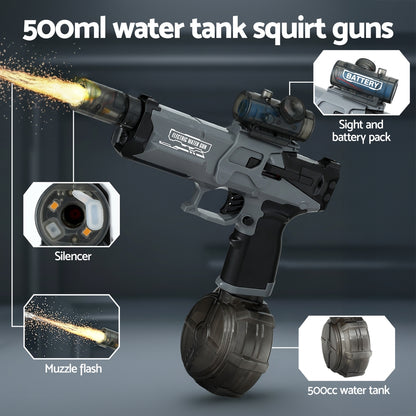 Keezi Kids Adult Electric Water Gun 500ml Water Tank Light Squirt Guns Toys PLAY-EWGUN-BK