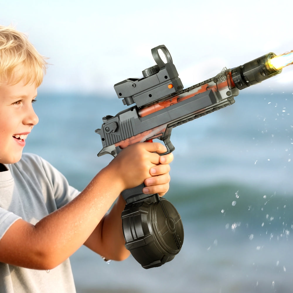 Keezi Kids Adult Electric Water Gun 500ml Water Tank Light Squirt Guns Toys Grey PLAY-EWGUN-GE