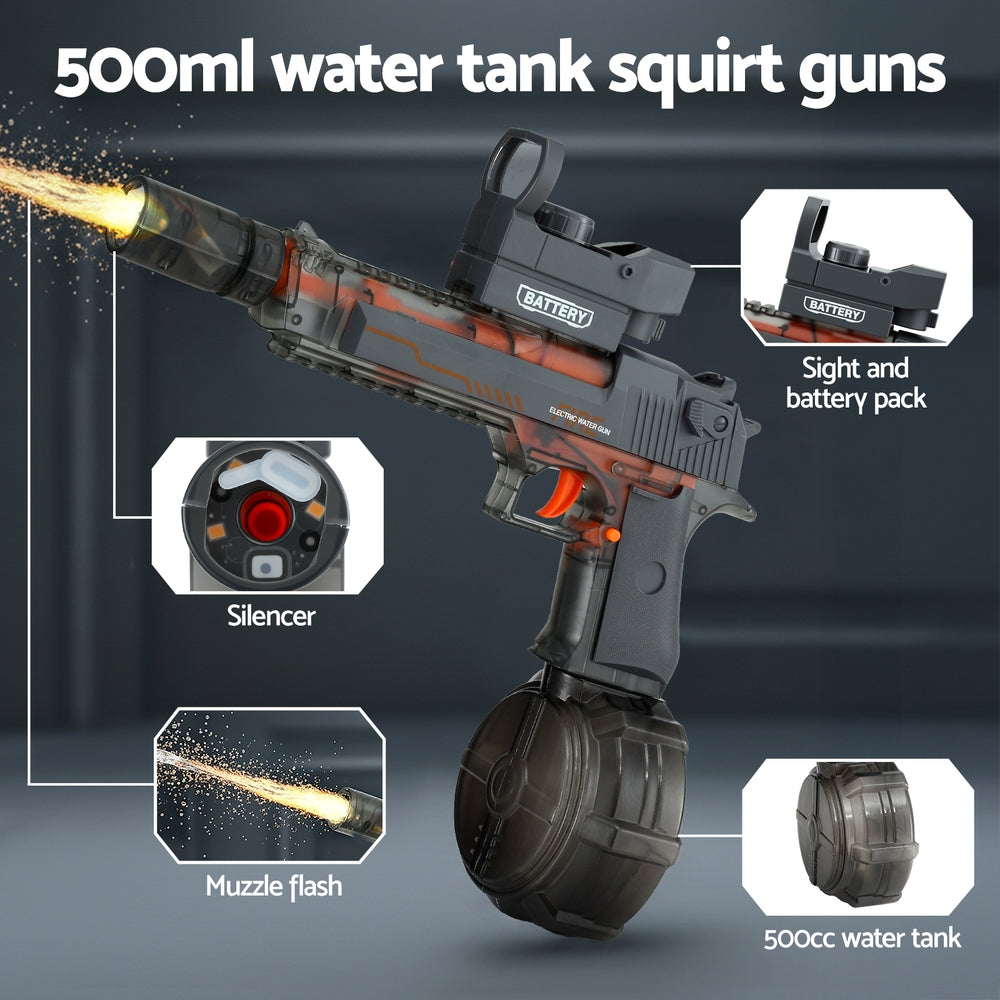 Keezi Kids Adult Electric Water Gun 500ml Water Tank Light Squirt Guns Toys Grey PLAY-EWGUN-GE