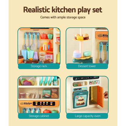 Keezi Kids Kitchen Pretend Play Set Cooking Sound Steam Light Function PLAY-KITCHEN-CFL