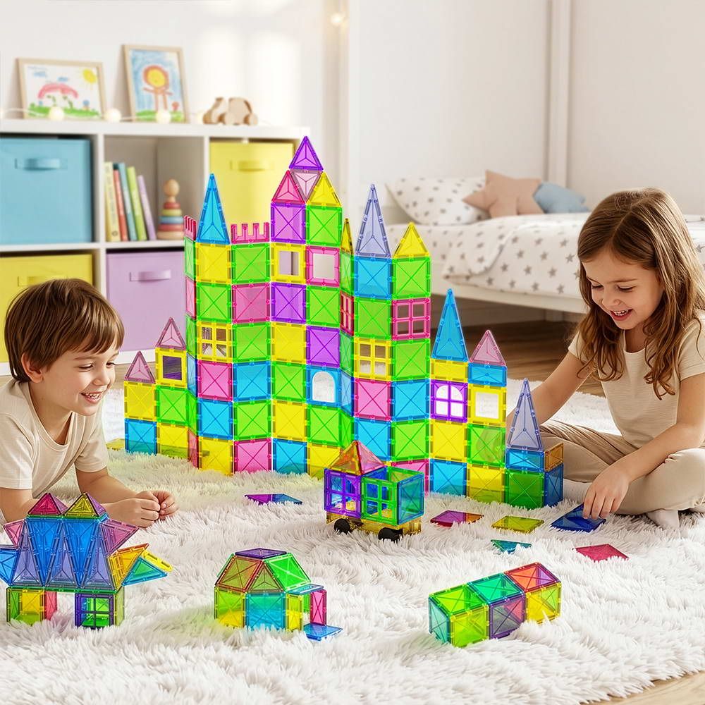 Keezi 100pcs Kids Magnetic Tiles Blocks Building Educational Toys Children Gift PLAY-MAGNETIC-100