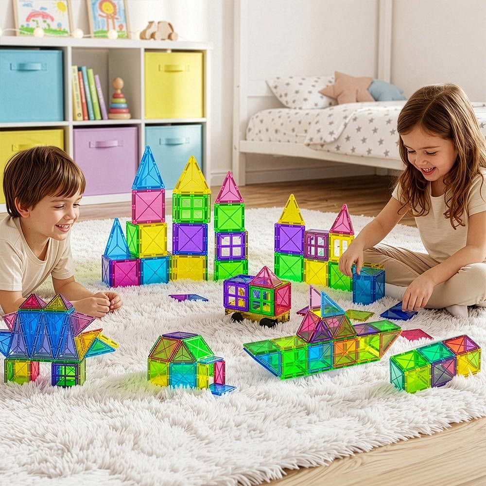Keezi 120pcs Kids Magnetic Tiles Blocks Building Educational Toys Children Gift PLAY-MAGNETIC-120