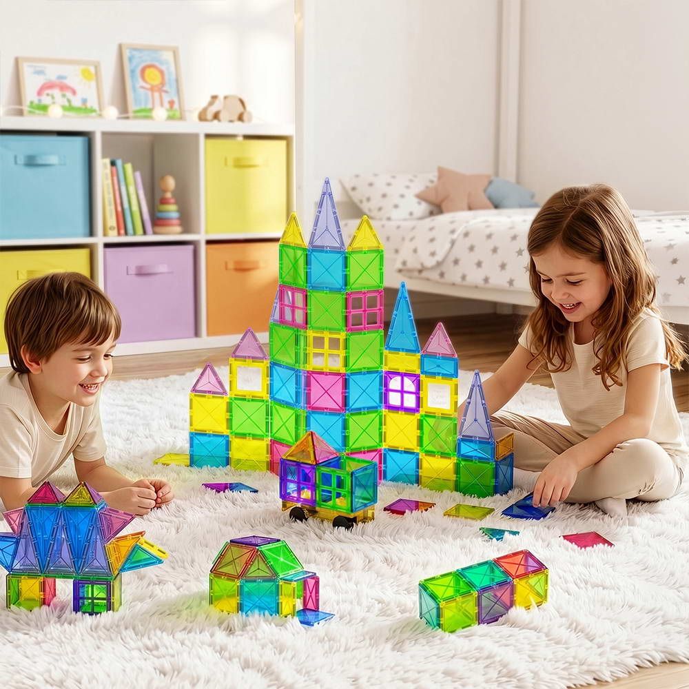 Keezi 60pcs Kids Magnetic Tiles Blocks Building Educational Toys Children Gift PLAY-MAGNETIC-60