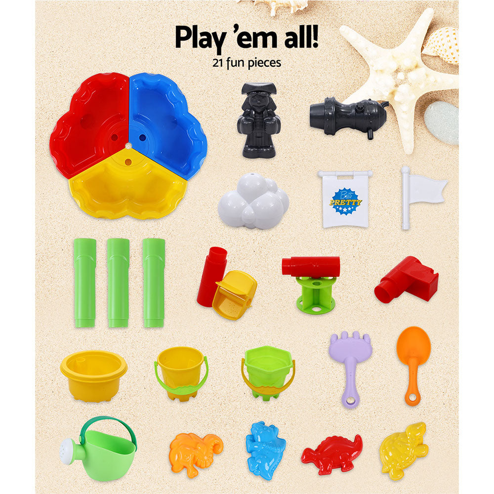 Keezi Kids Sandpit Pretend Play Set Outdoor Sand Water Table Beach Toy PLAY-MAST-BU