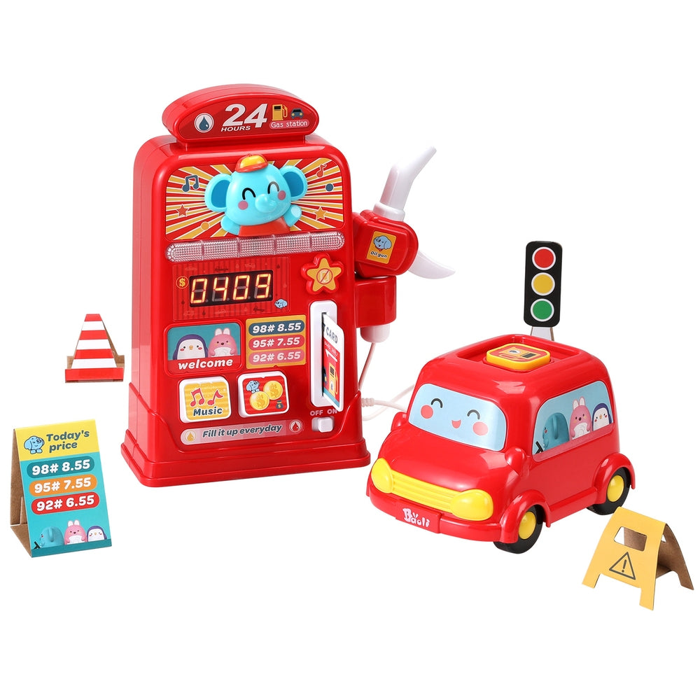 Keezi Kids Gas Petrol Station Pumper Pretend Play Toys Car Music Card Playset PLAY-PUMPER-RD