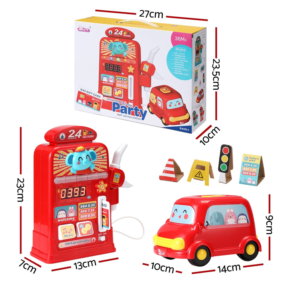 Keezi Kids Gas Petrol Station Pumper Pretend Play Toys Car Music Card Playset PLAY-PUMPER-RD
